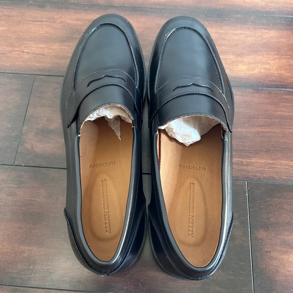 Allen Edmonds Men's Randolph Leather Slip-on Sneaker Loafer Black size 14 NWOB